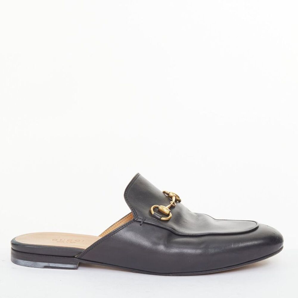 Gucci Princetown Black Leather Horsebit Loafer Mules